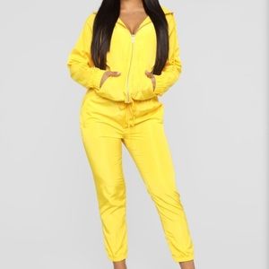 Fashion nova wind breaker joggers& jacket yellow